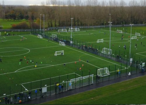 Two 4k Football pitches with football players playing