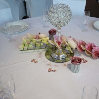 Wedding Table with centre piece and flowers on tables