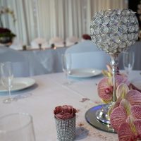 Wedding tables with flowers and decorations